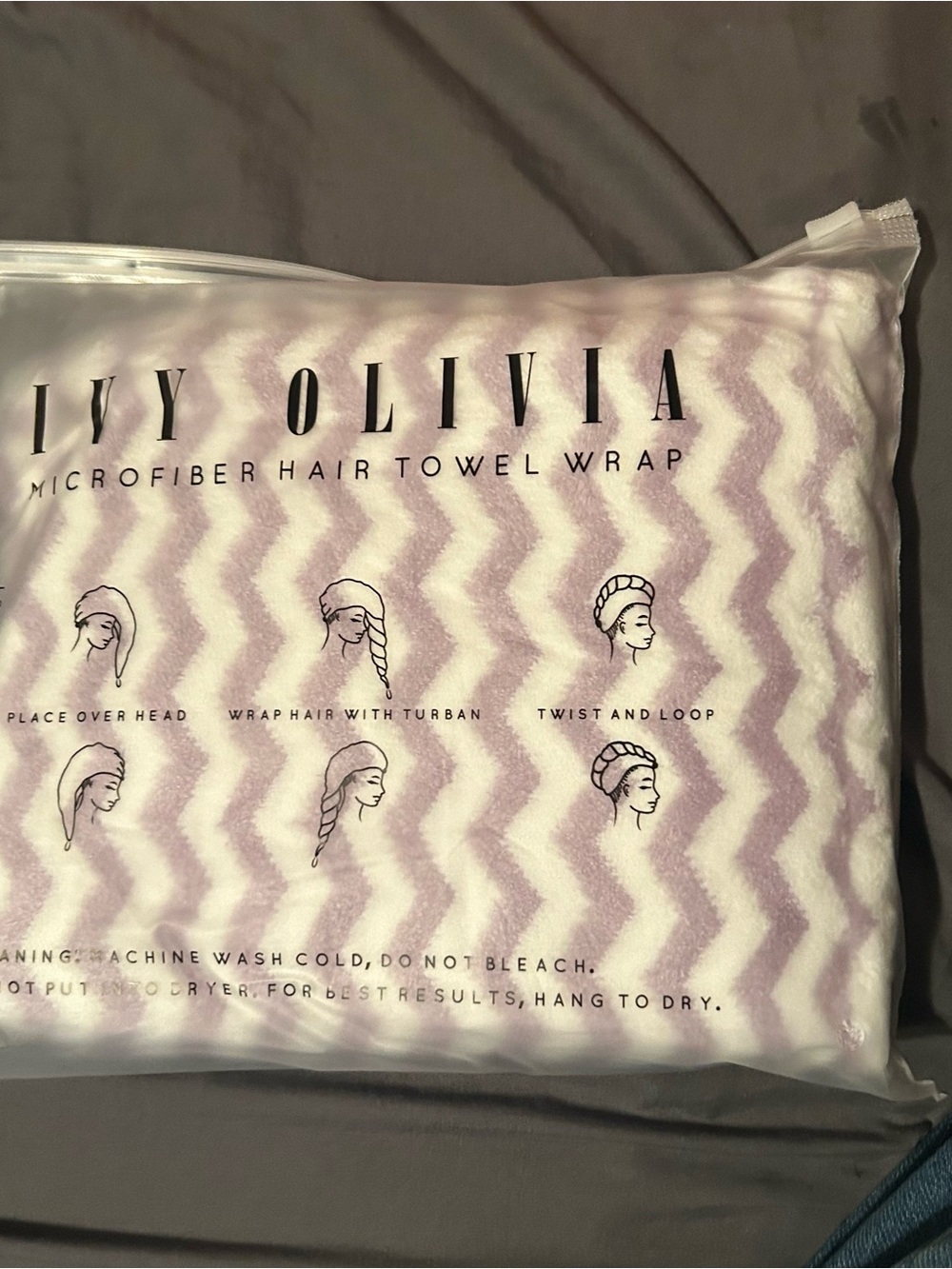 Ivy Olivia Microfiber Hair Towel Wrap - Lavender Chevron